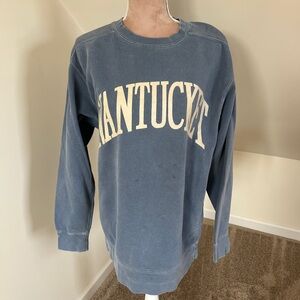 Nantucket Massachusetts Beach Blue Crewneck Women’s Size Medium Cotton Blend